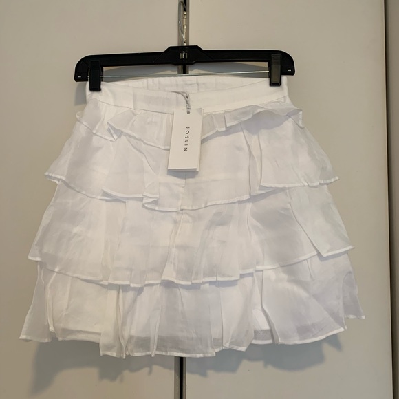 JOSLIN TALISA LINEN RAMIE SKIRT IN OPTICAL WHITE - Picture 2 of 7